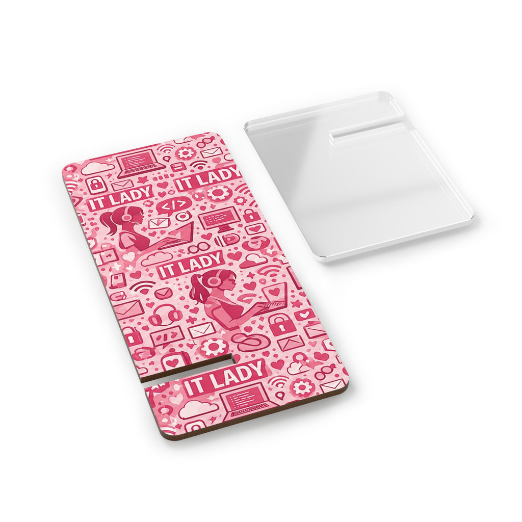 IT Lady Pink Pattern Phone Stand - Foldable Mobile Display Stand for Smartphones