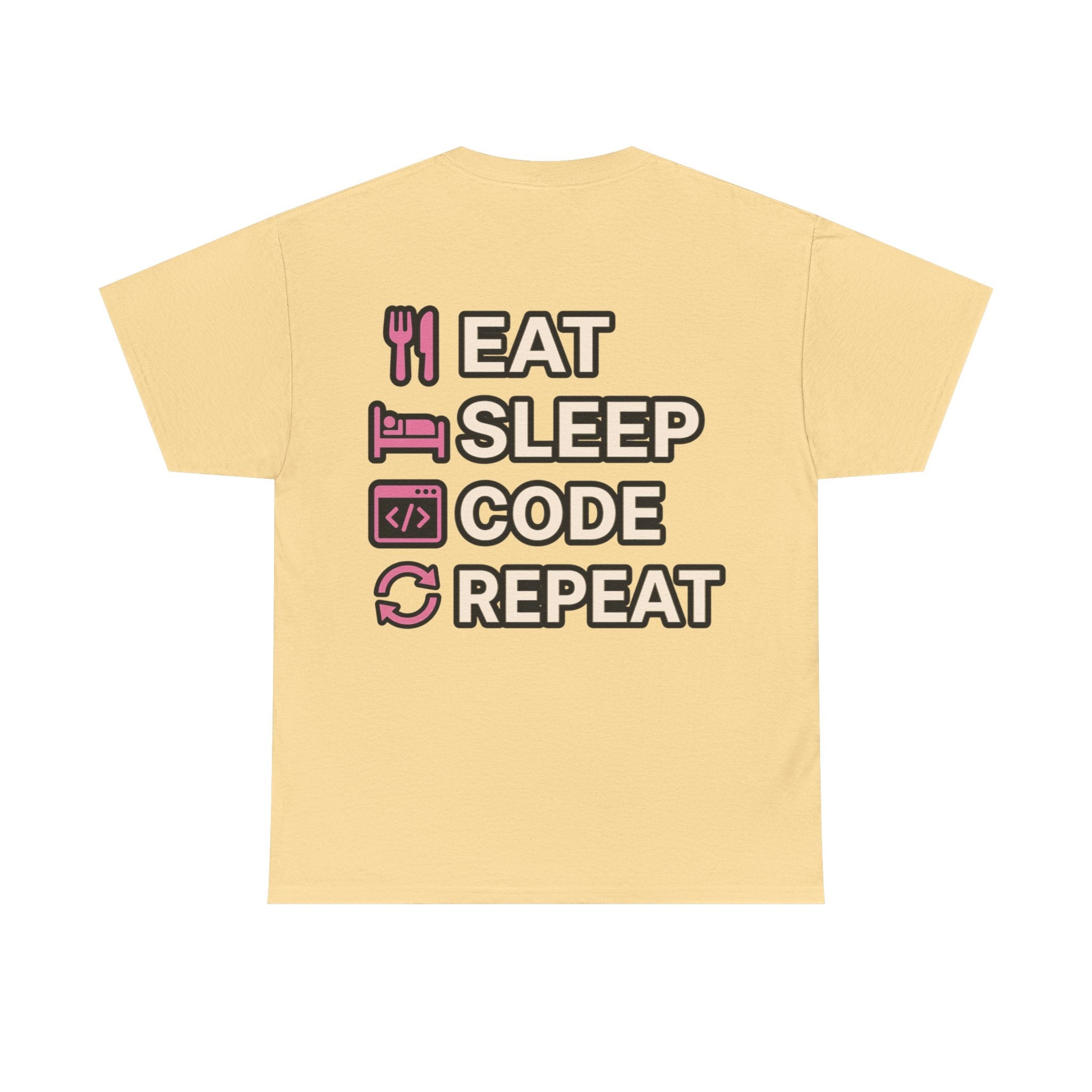 "Eat Sleep Code Repeat" Coder Heavy Cotton T‑Shirt