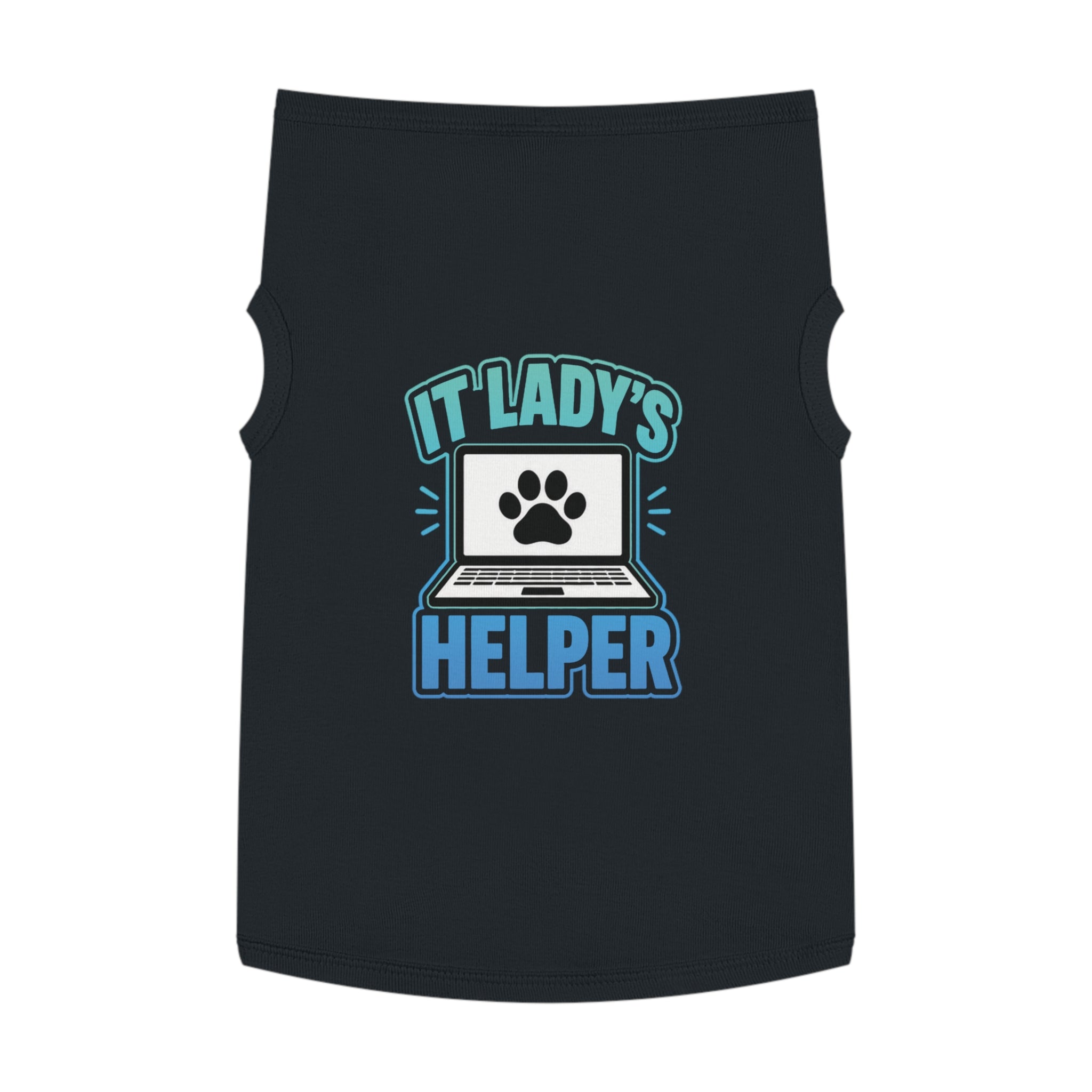 IT LADY'S HELPER Laptop Paw Graphic Dog & Cat Tee Pet Tank Top