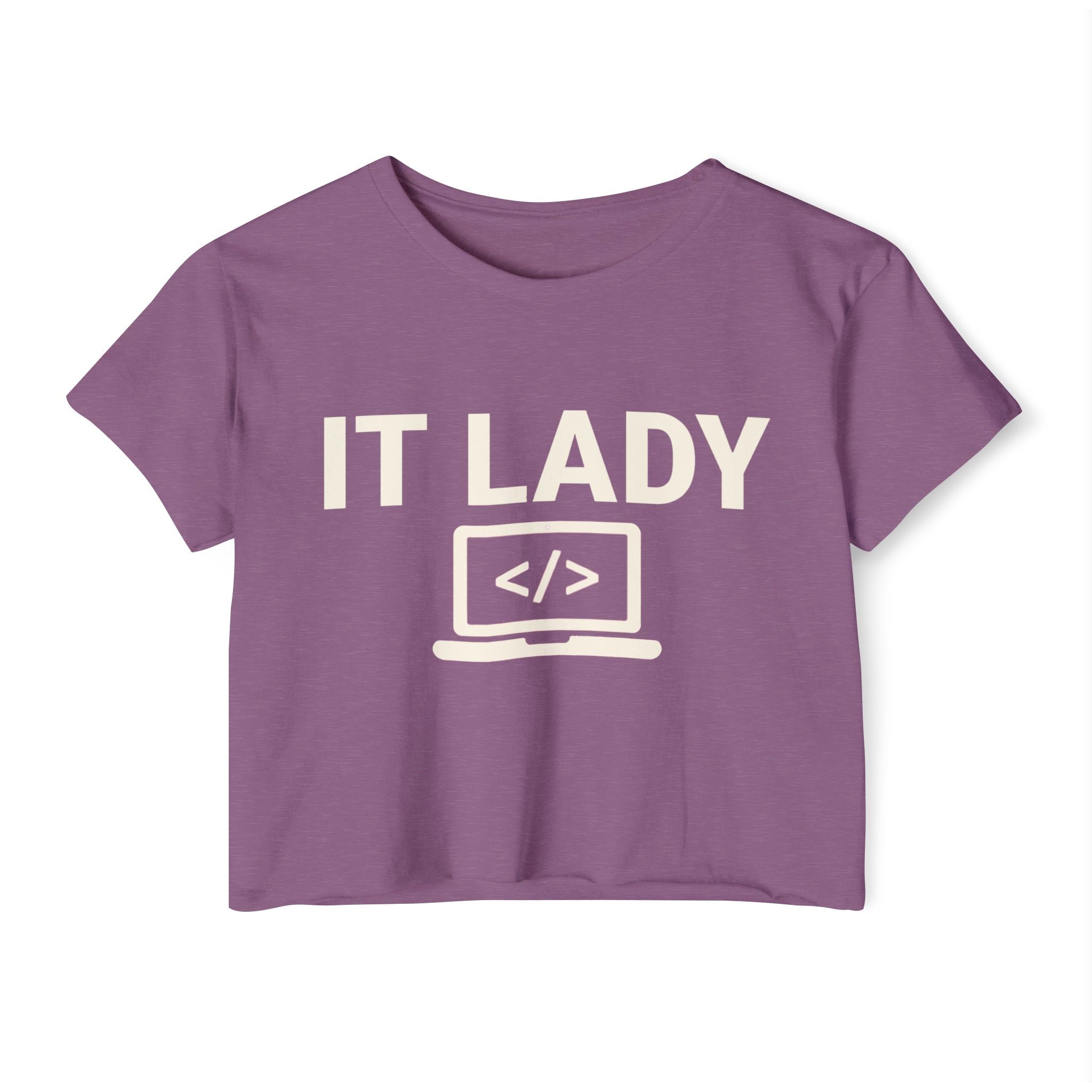 IT Lady with Laptop Crop Top T-Shirt