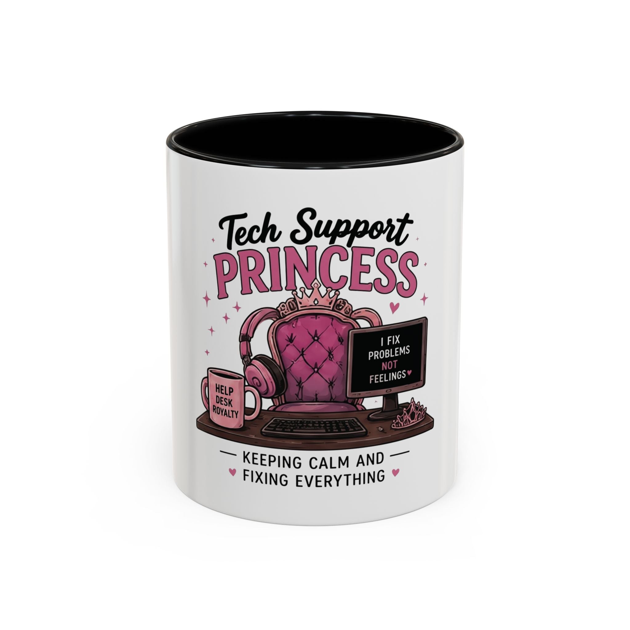 Coffee First Tickets Accent Mug - Funny Pink Heart Coffee Lover Gift (11/15oz)