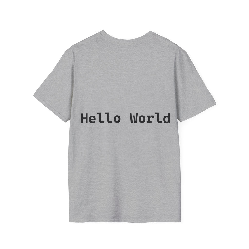 Front: print("Hello World") Back: Hello World Programmer Unisex Softstyle T-Shirt