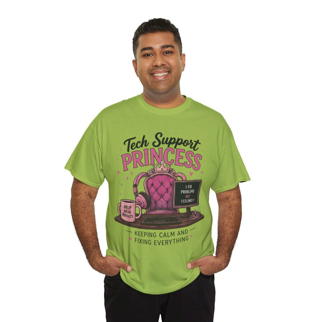 Tech Support Princess Keeping Calm and Fixing Everything Heavy Cotton T‑Shirt