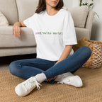 Front: print("Hello World") Back: Hello World Programmer Unisex Softstyle T-Shirt