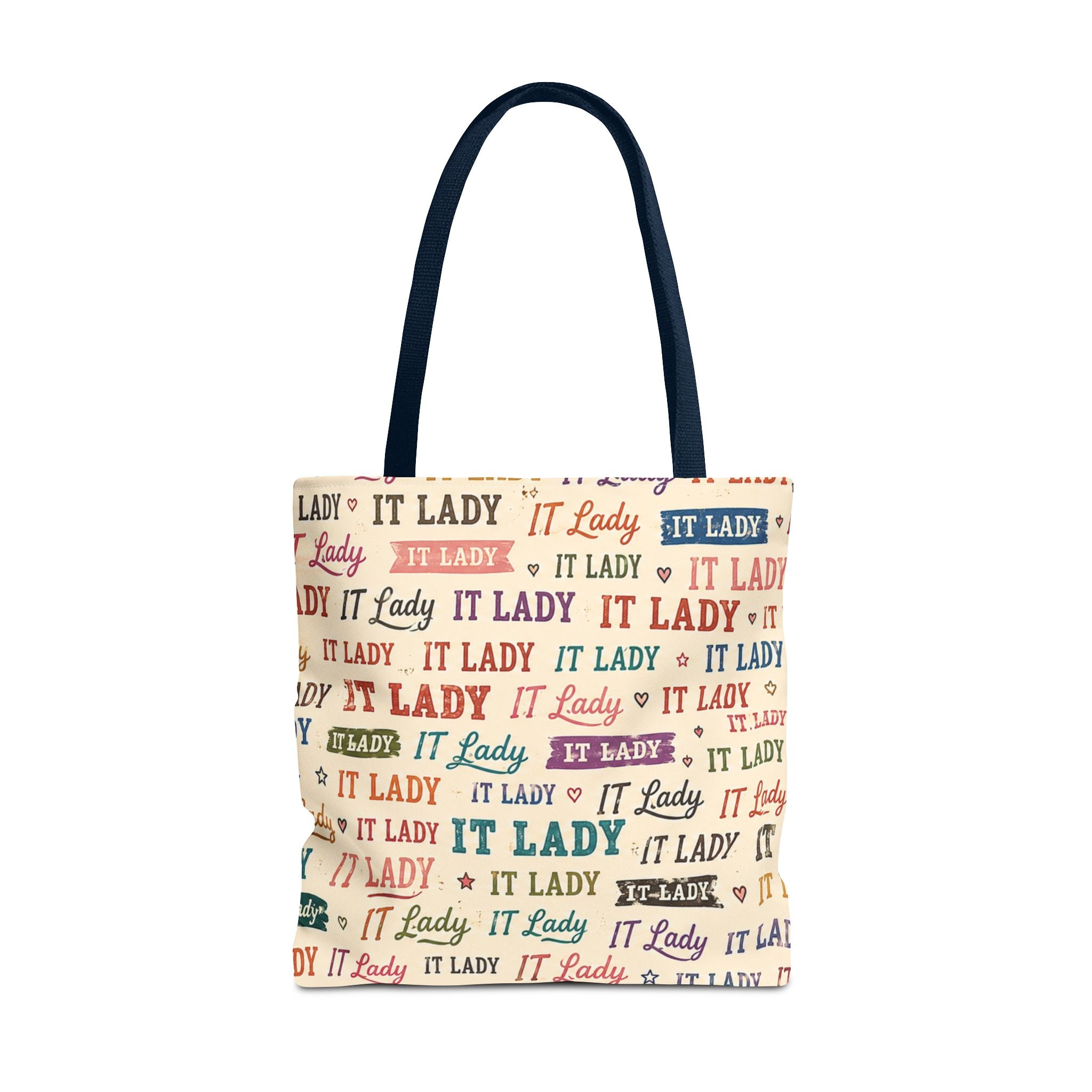 IT Lady Tote Bag - Retro Multicolor Typography All-Over Print
