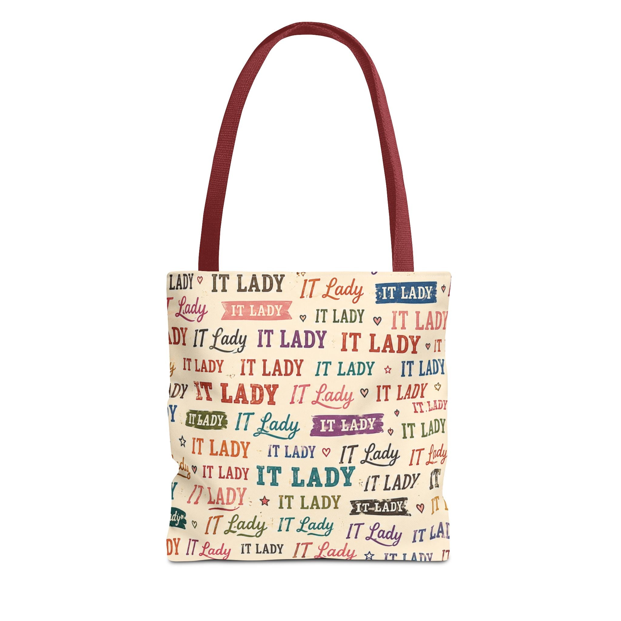 IT Lady Tote Bag - Retro Multicolor Typography All-Over Print
