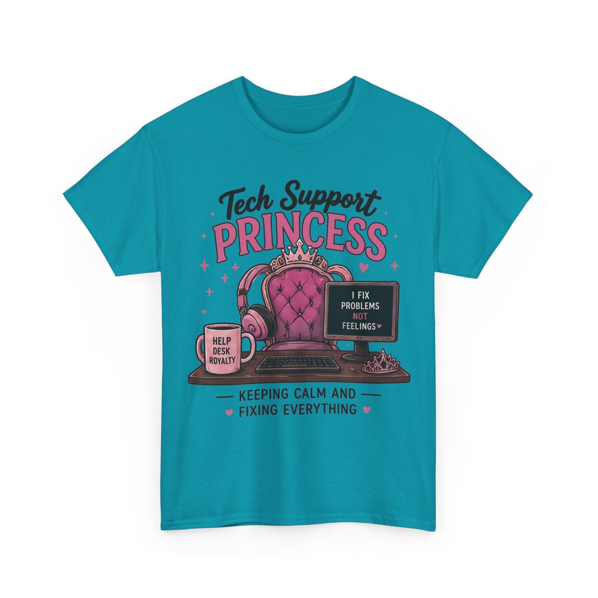 Tech Support Princess Keeping Calm and Fixing Everything Heavy Cotton T‑Shirt