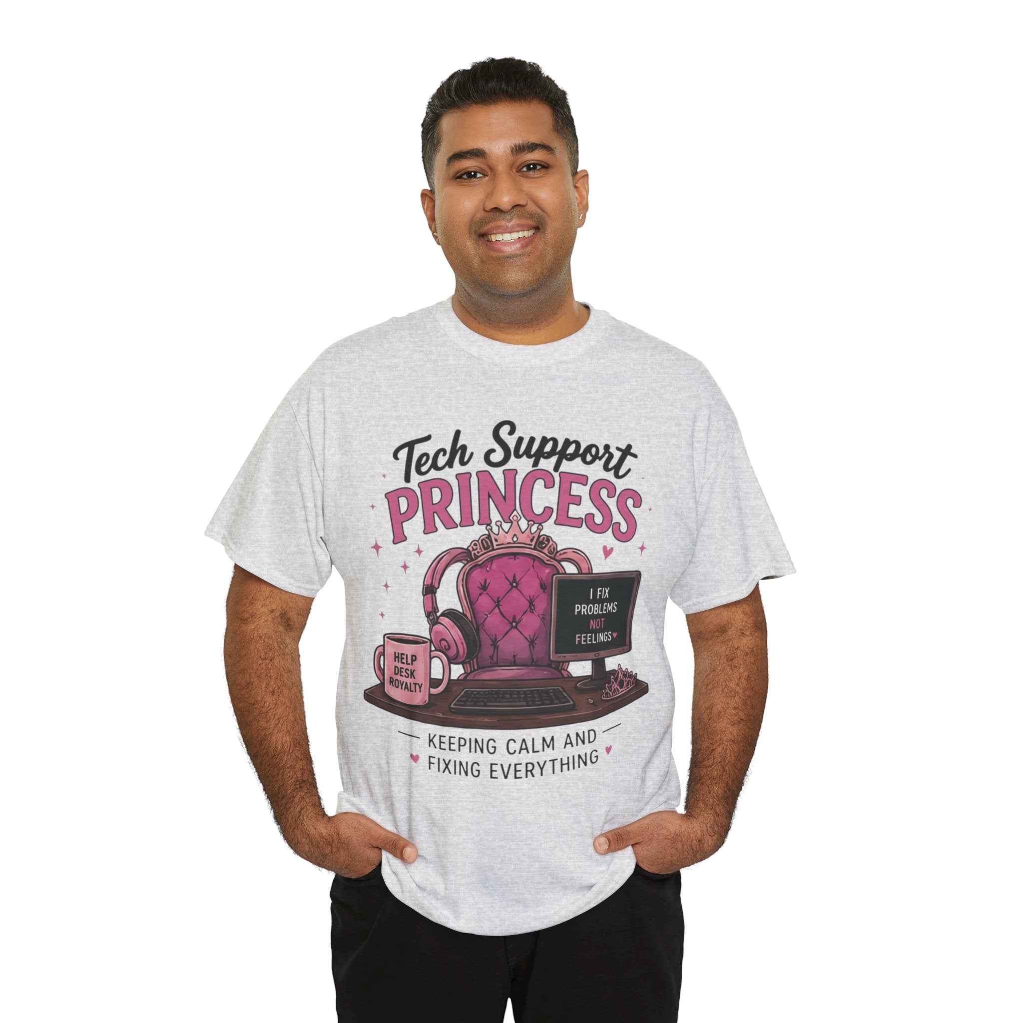 Tech Support Princess Keeping Calm and Fixing Everything Heavy Cotton T‑Shirt