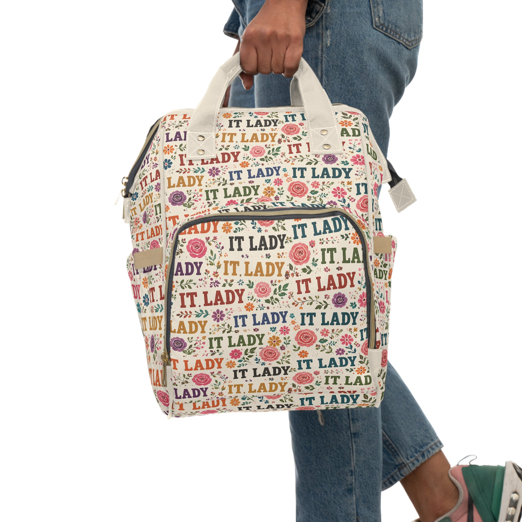 IT LADY Floral Pattern Multifunction Travel Backpack
