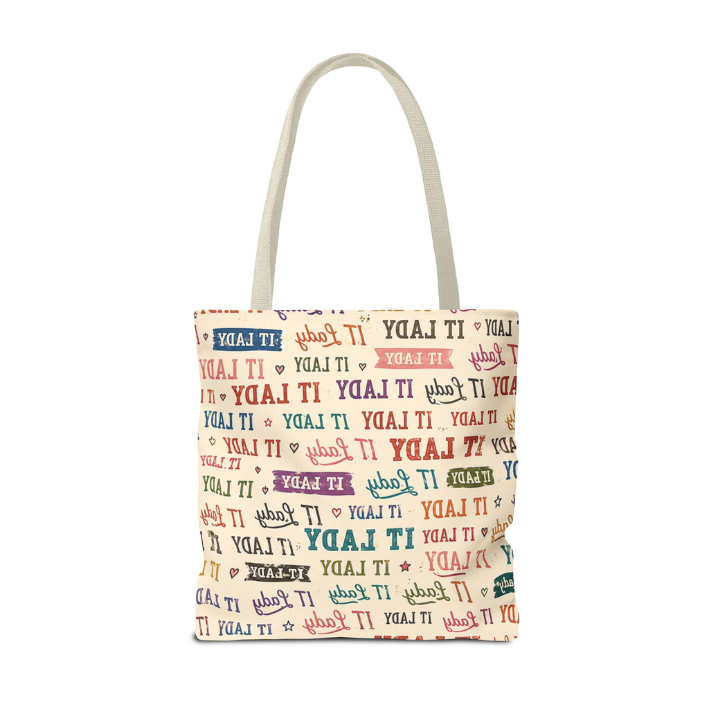IT Lady Tote Bag - Retro Multicolor Typography All-Over Print