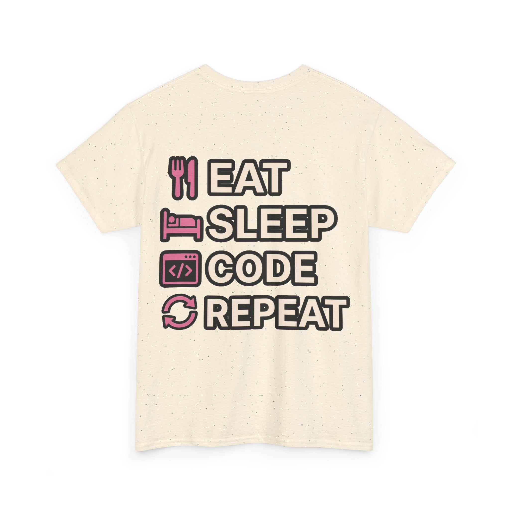 "Eat Sleep Code Repeat" Coder Heavy Cotton T‑Shirt