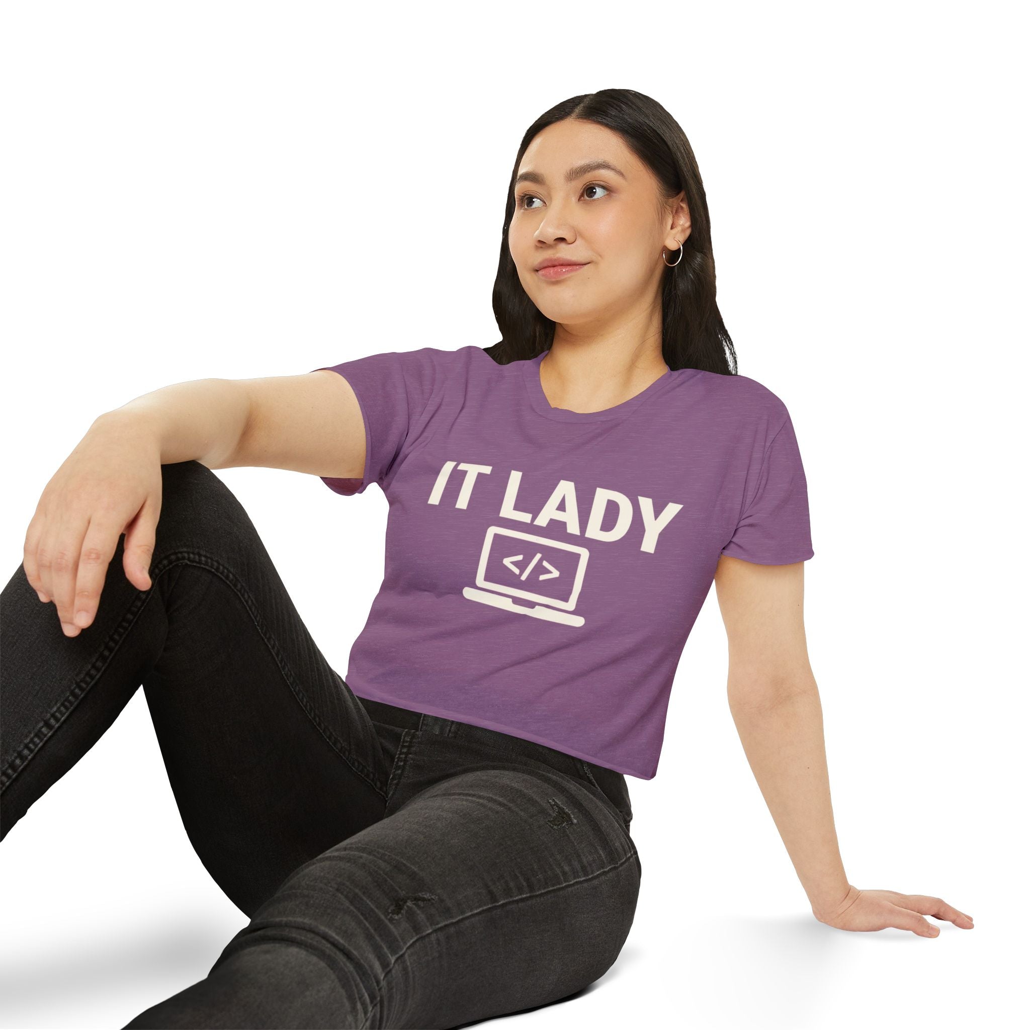 IT Lady with Laptop Crop Top T-Shirt