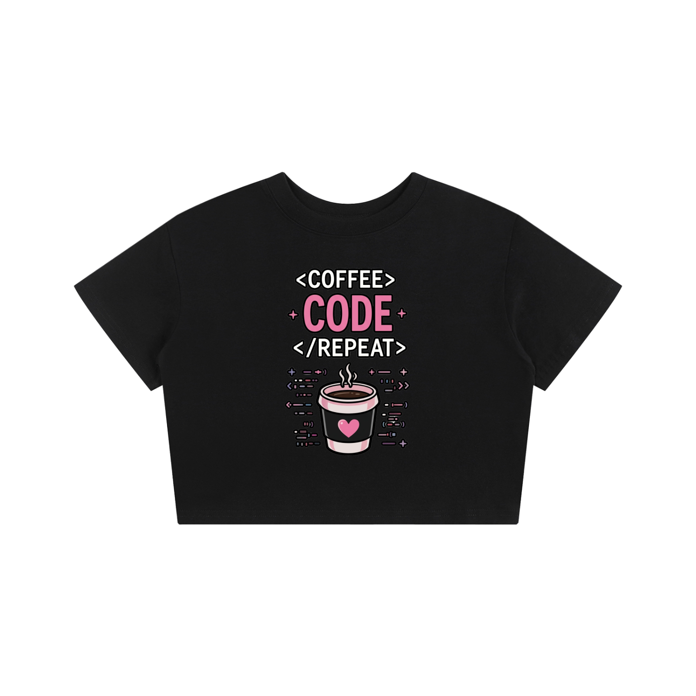 Coffee Code Repeat Baby Tee Seamless T-Shirt - 200 GSM