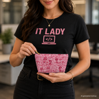 IT Lady Pink Tech Accessory Pouch - T‑Bottom Makeup & Gadget Organizer