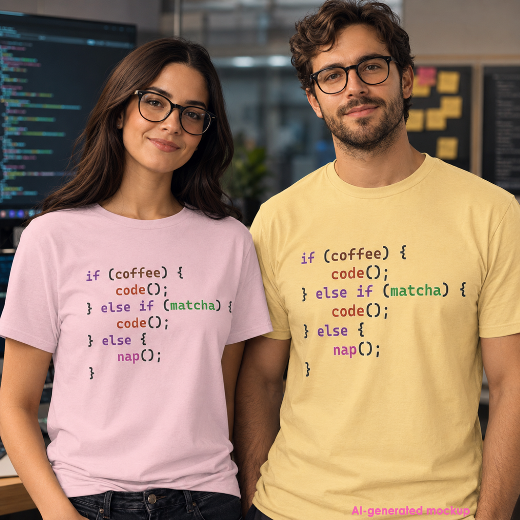 if (coffee) { code(); } else if (matcha) { code(); } else { nap(); } Unisex Heavy Cotton T-shirt