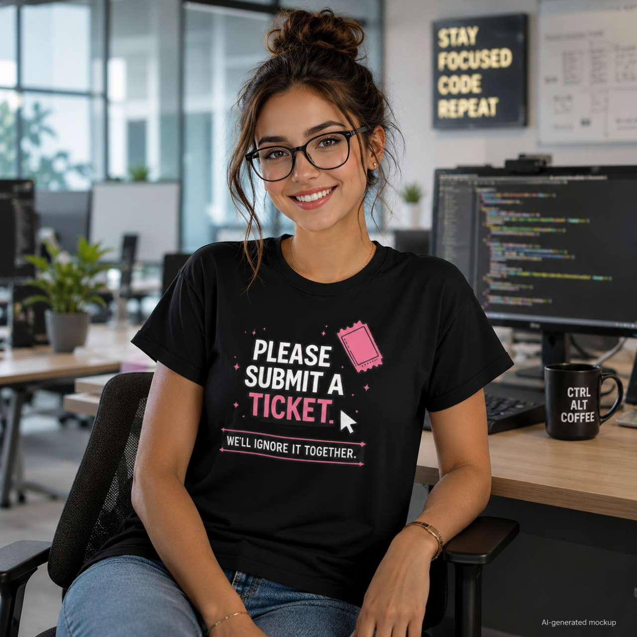 Please Submit a Ticket ("We'll Ignore It Together") Boxy Tee