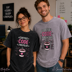 Coffee Code Repeat Unisex Vintage T-Shirt