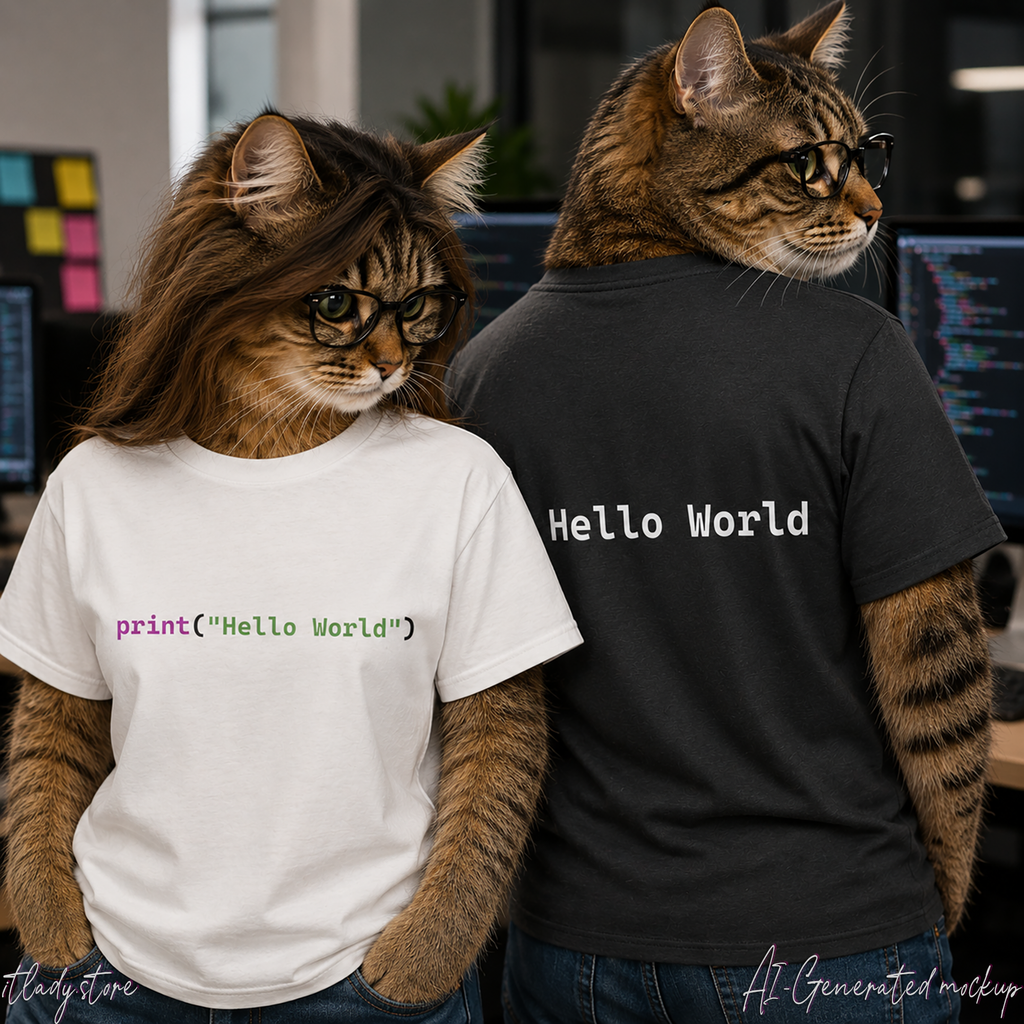 Front: print("Hello World") Back: Hello World Programmer Unisex Softstyle T-Shirt