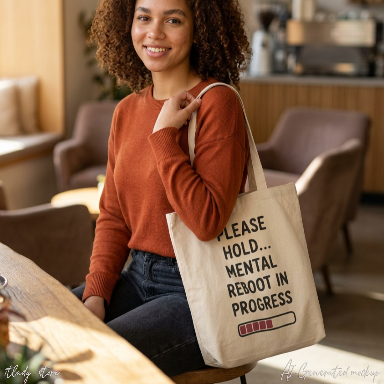 Please Hold… Mental Reboot in Progress Tote Bag Canvas Carryall