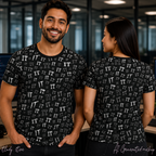 Black 'IT' Pattern Graphic All-Over Print Unisex T-Shirt