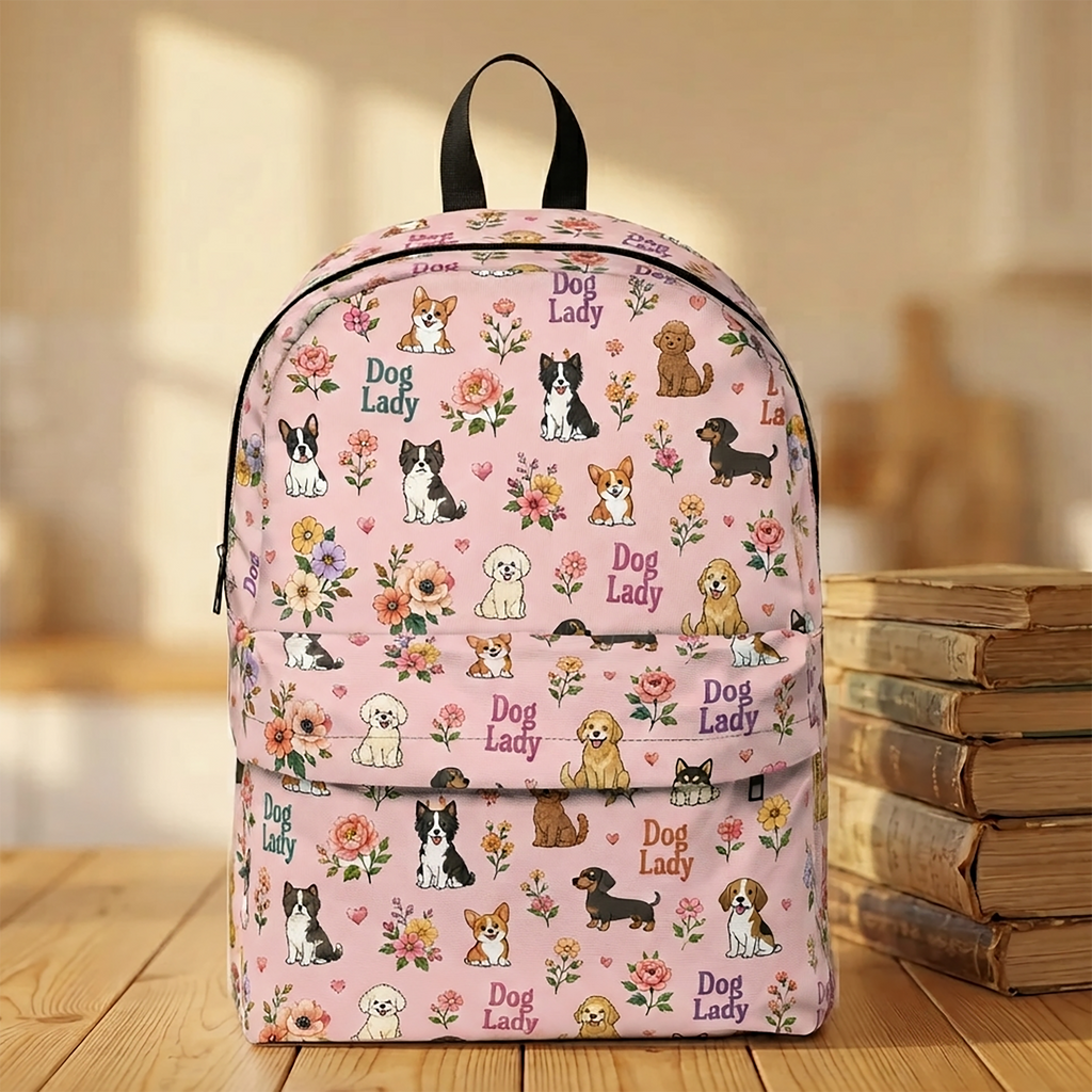 Dog Lady Floral Backpack