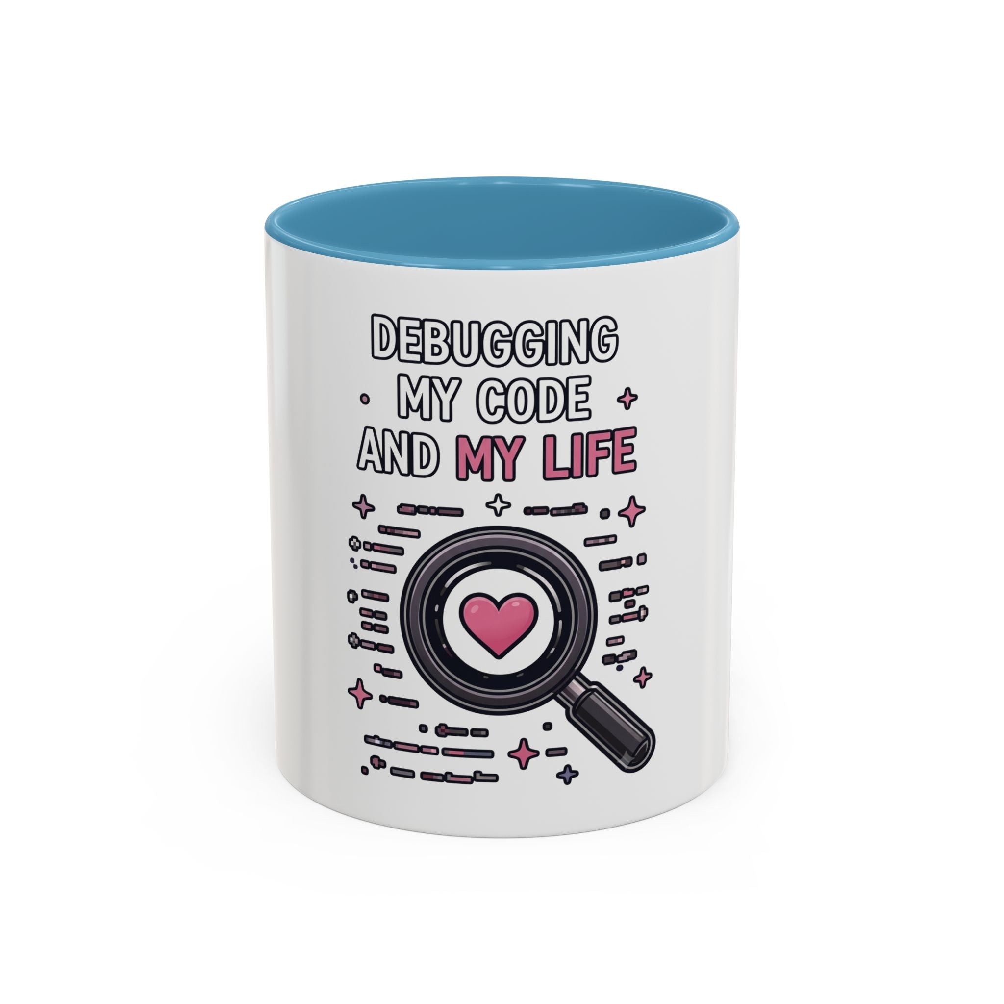 Debugging My Code and My Life Accent Coffee Mug - Coder Gifts, Funny Programming Mug (11/15oz)
