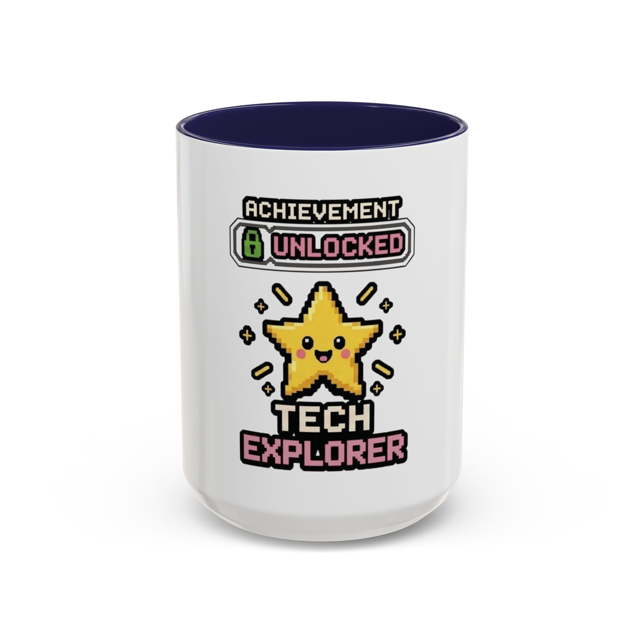 Achievement Unlocked: Tech Explorer Accent Coffee Mug - Cute Pixel Star Gamer Gift