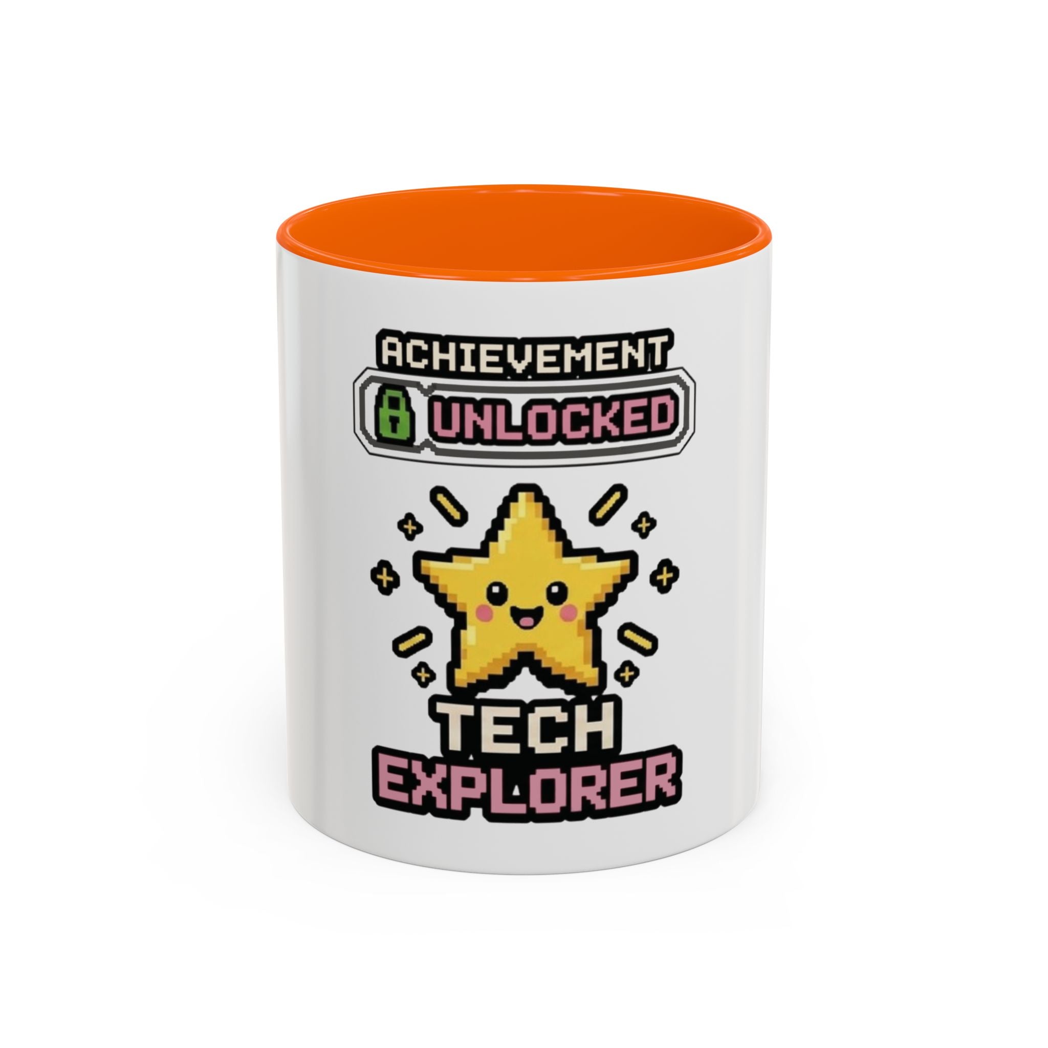 Achievement Unlocked: Tech Explorer Accent Coffee Mug - Cute Pixel Star Gamer Gift