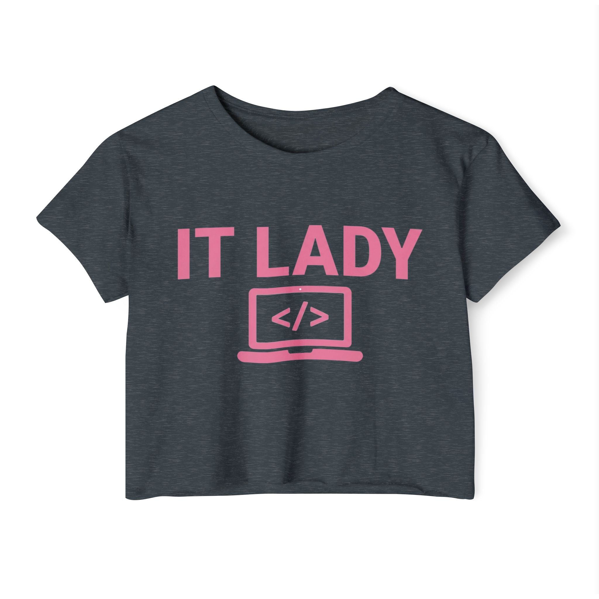 IT Lady with Laptop Crop Top T-Shirt