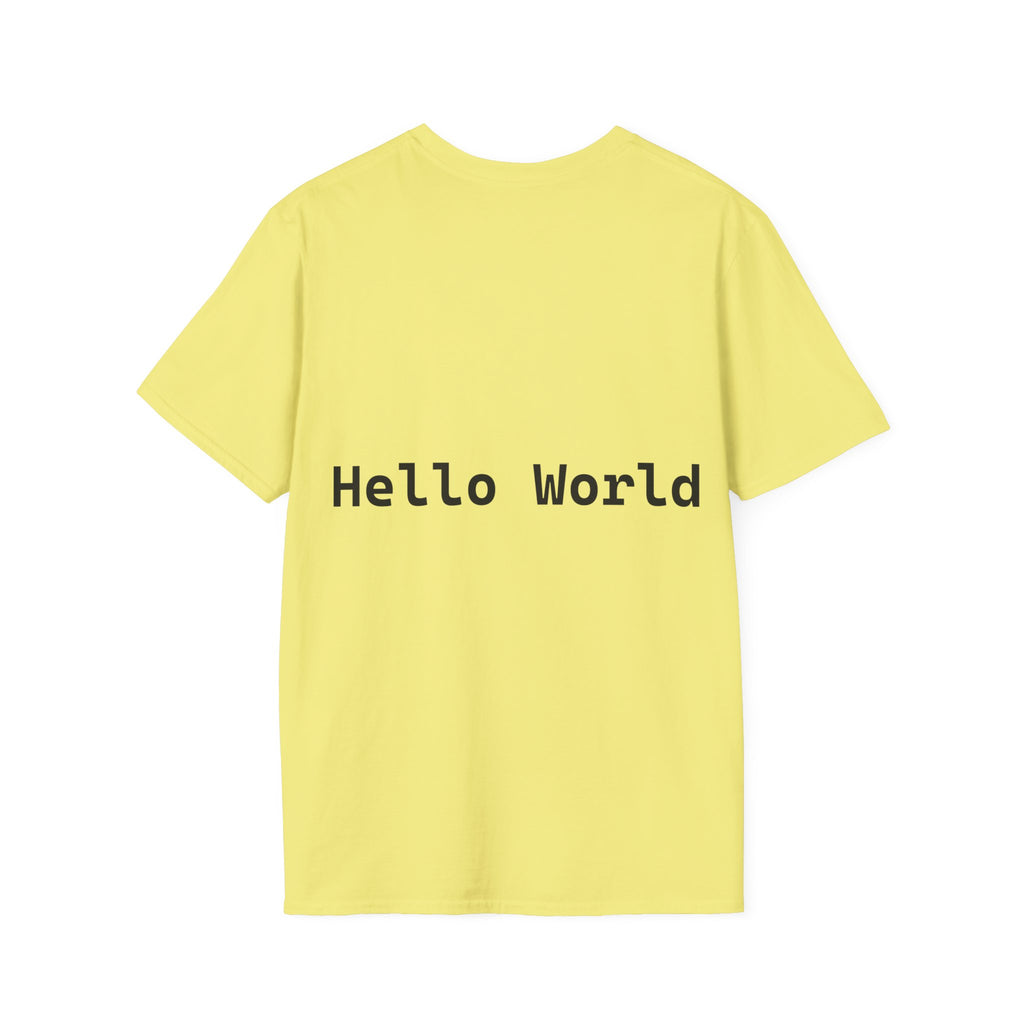 Front: print("Hello World") Back: Hello World Programmer Unisex Softstyle T-Shirt