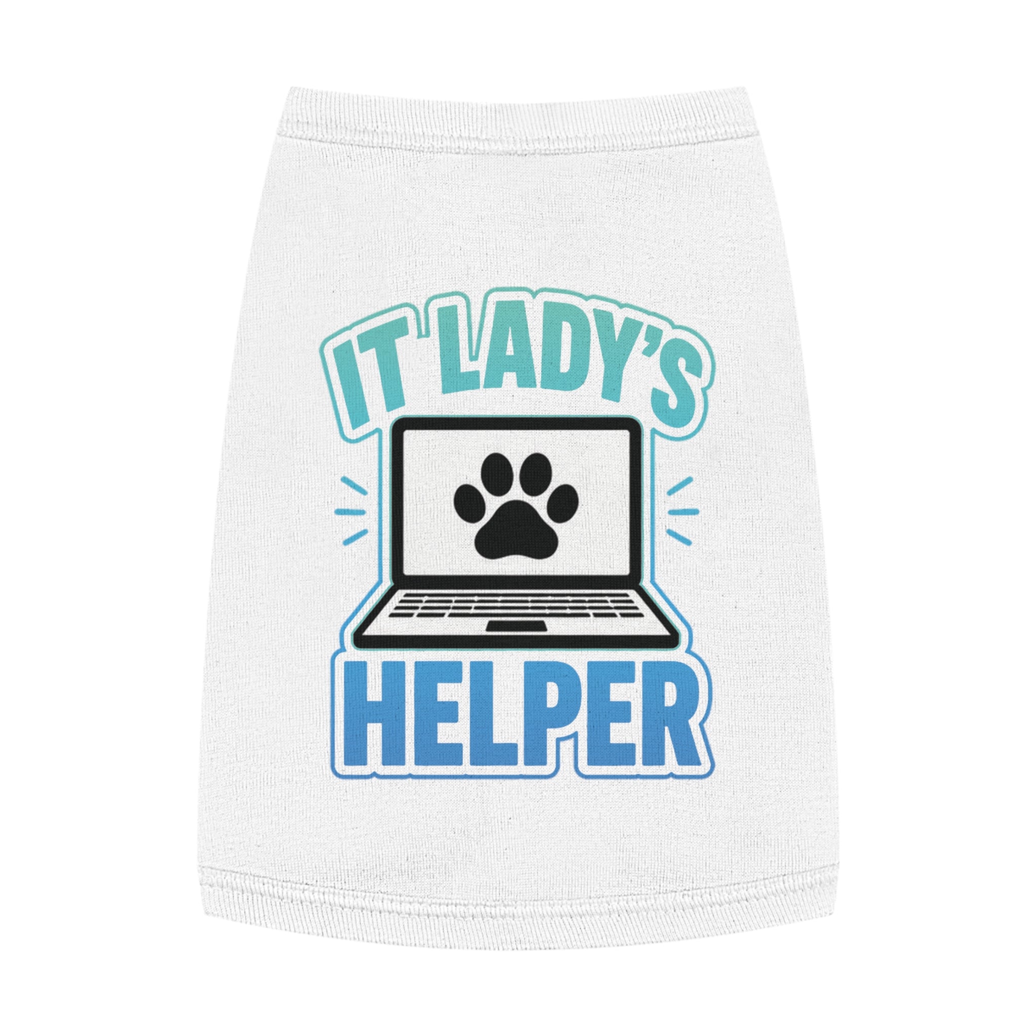 IT LADY'S HELPER Laptop Paw Graphic Dog & Cat Tee Pet Tank Top