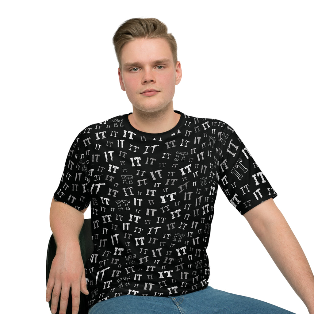 Black 'IT' Pattern Graphic All-Over Print Unisex T-Shirt