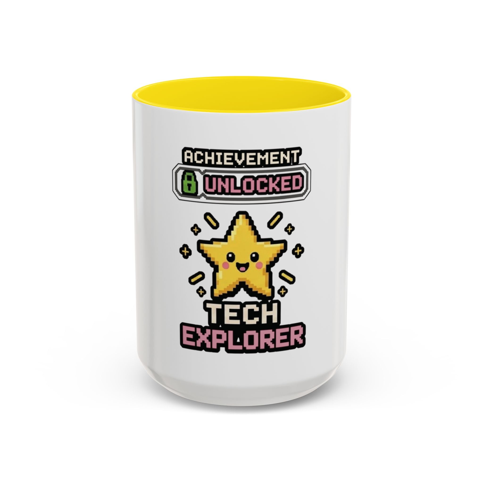 Achievement Unlocked: Tech Explorer Accent Coffee Mug - Cute Pixel Star Gamer Gift
