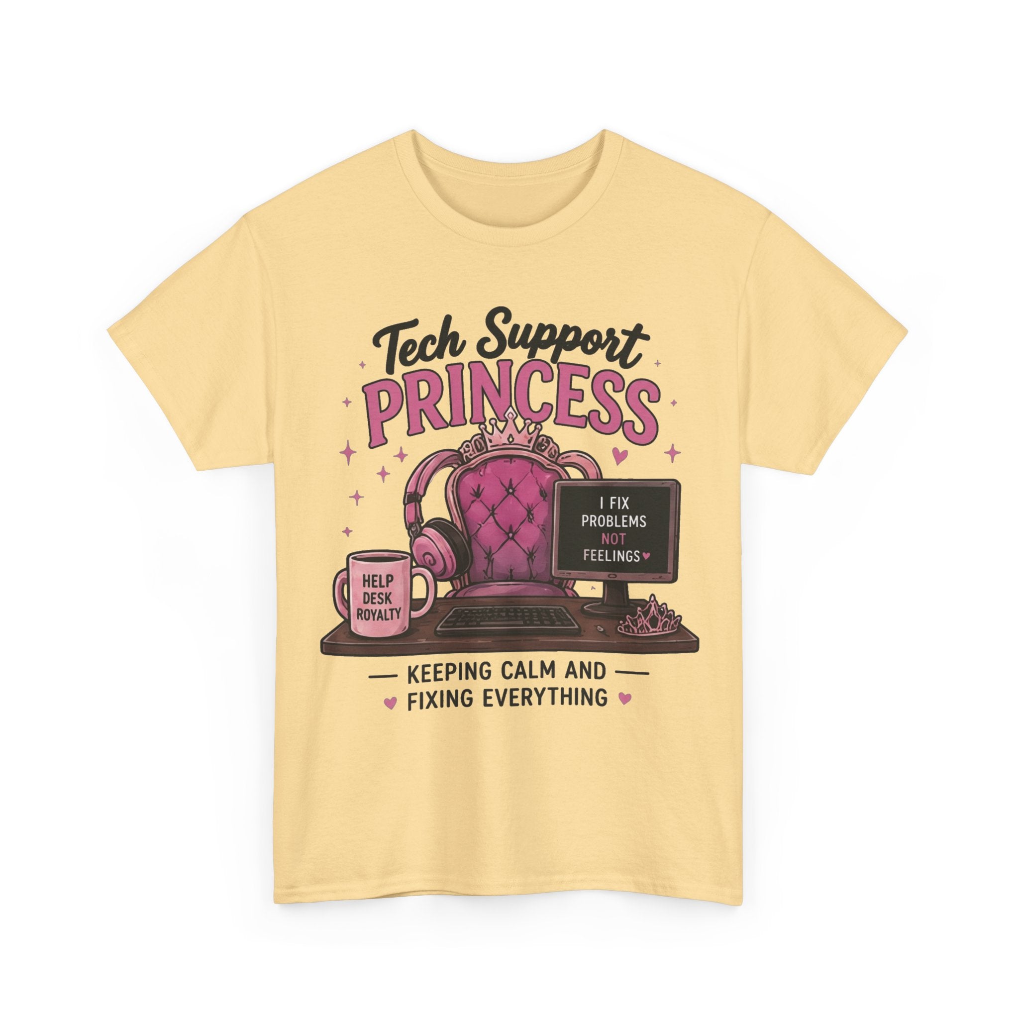 Tech Support Princess Keeping Calm and Fixing Everything Heavy Cotton T‑Shirt