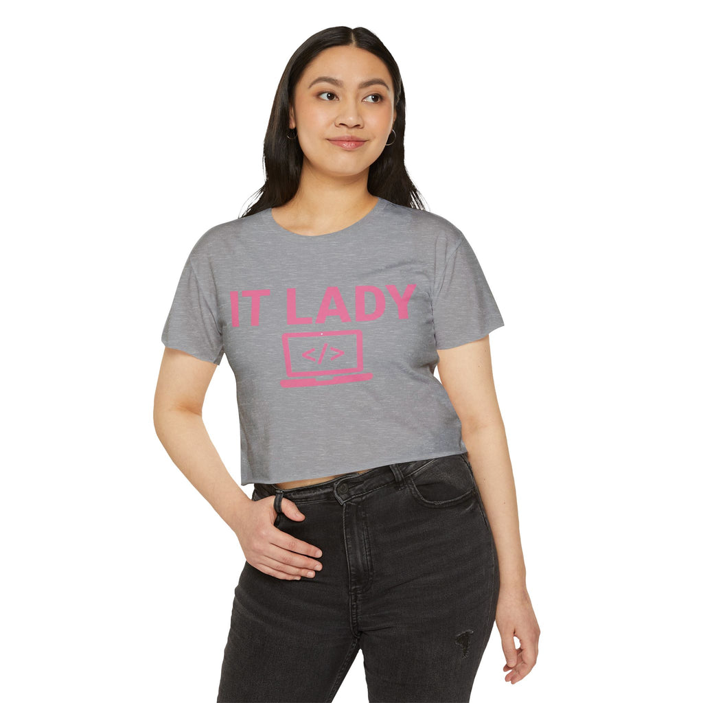 IT Lady with Laptop Crop Top T-Shirt