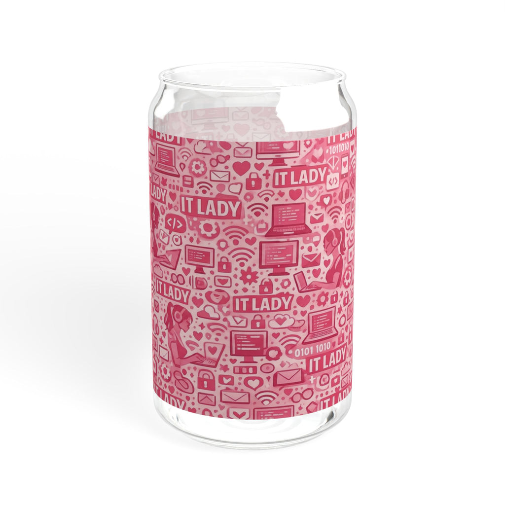 IT Lady Pink Pattern Sipper Glass, 16oz