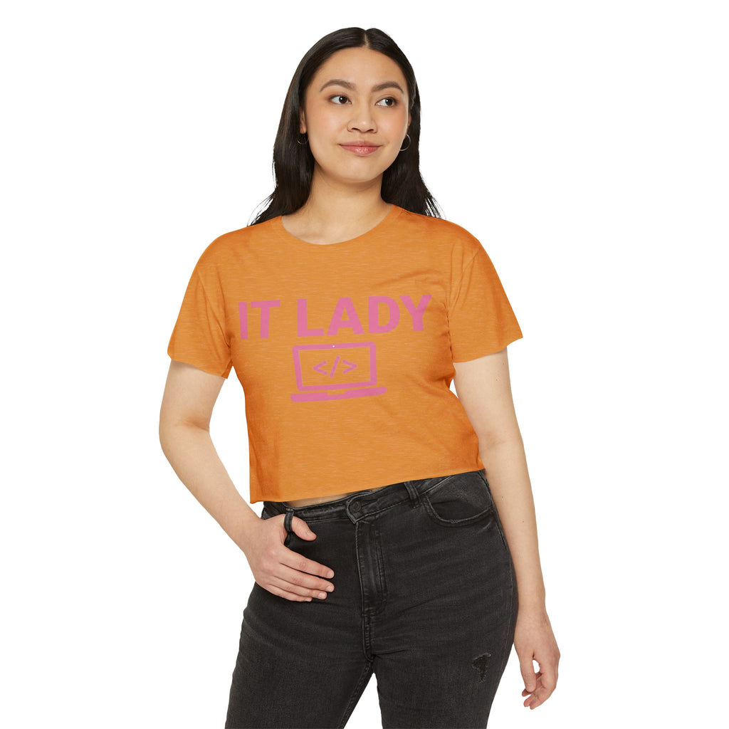 IT Lady with Laptop Crop Top T-Shirt