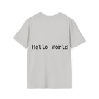 Front: print("Hello World") Back: Hello World Programmer Unisex Softstyle T-Shirt