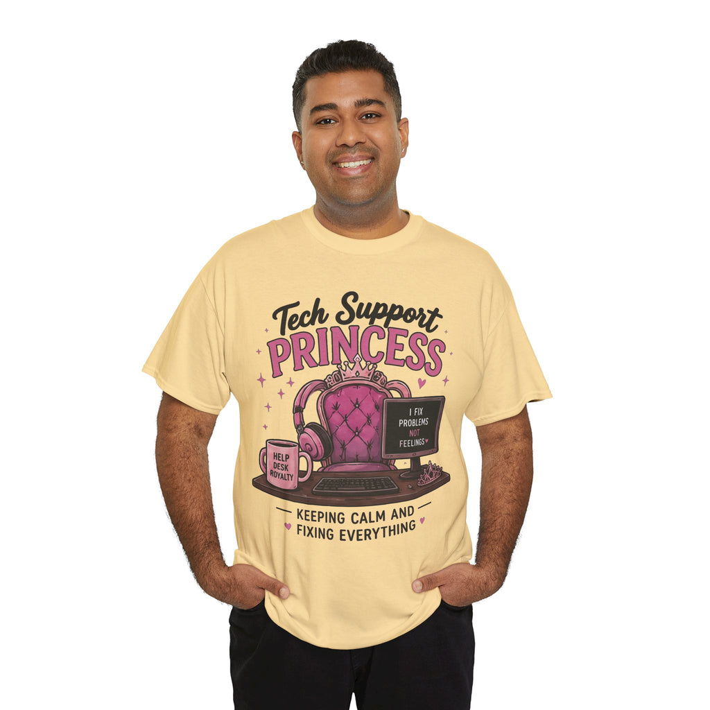 Tech Support Princess Keeping Calm and Fixing Everything Heavy Cotton T‑Shirt