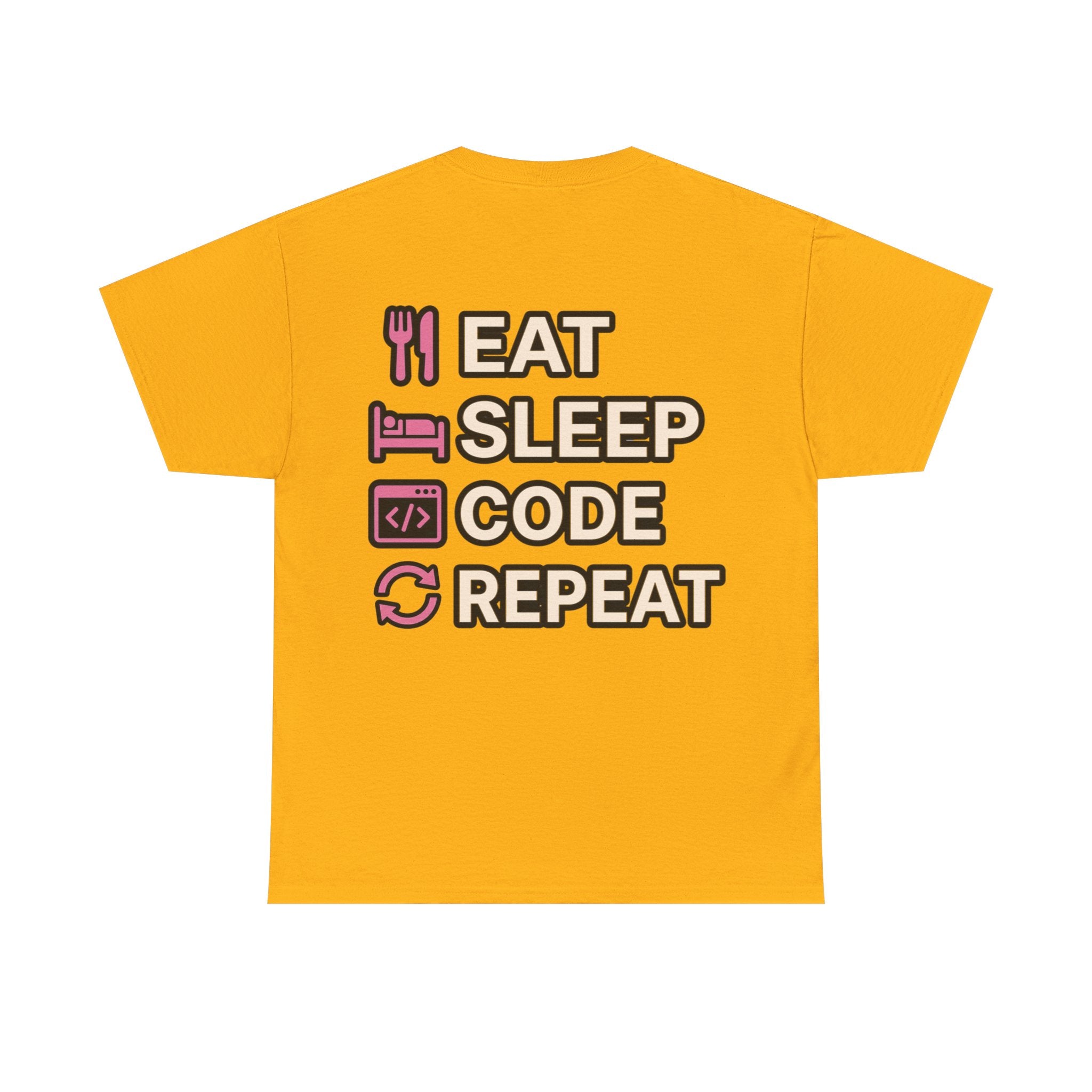 "Eat Sleep Code Repeat" Coder Heavy Cotton T‑Shirt