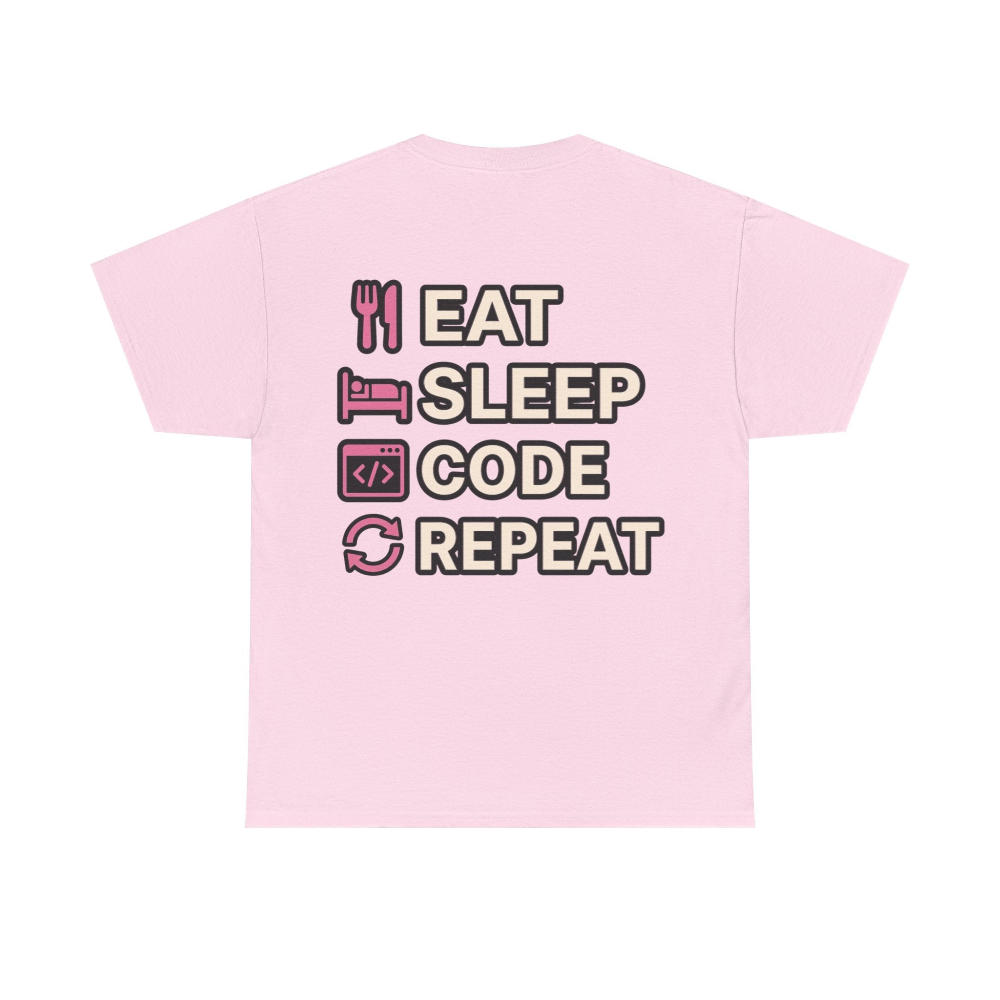 "Eat Sleep Code Repeat" Coder Heavy Cotton T‑Shirt