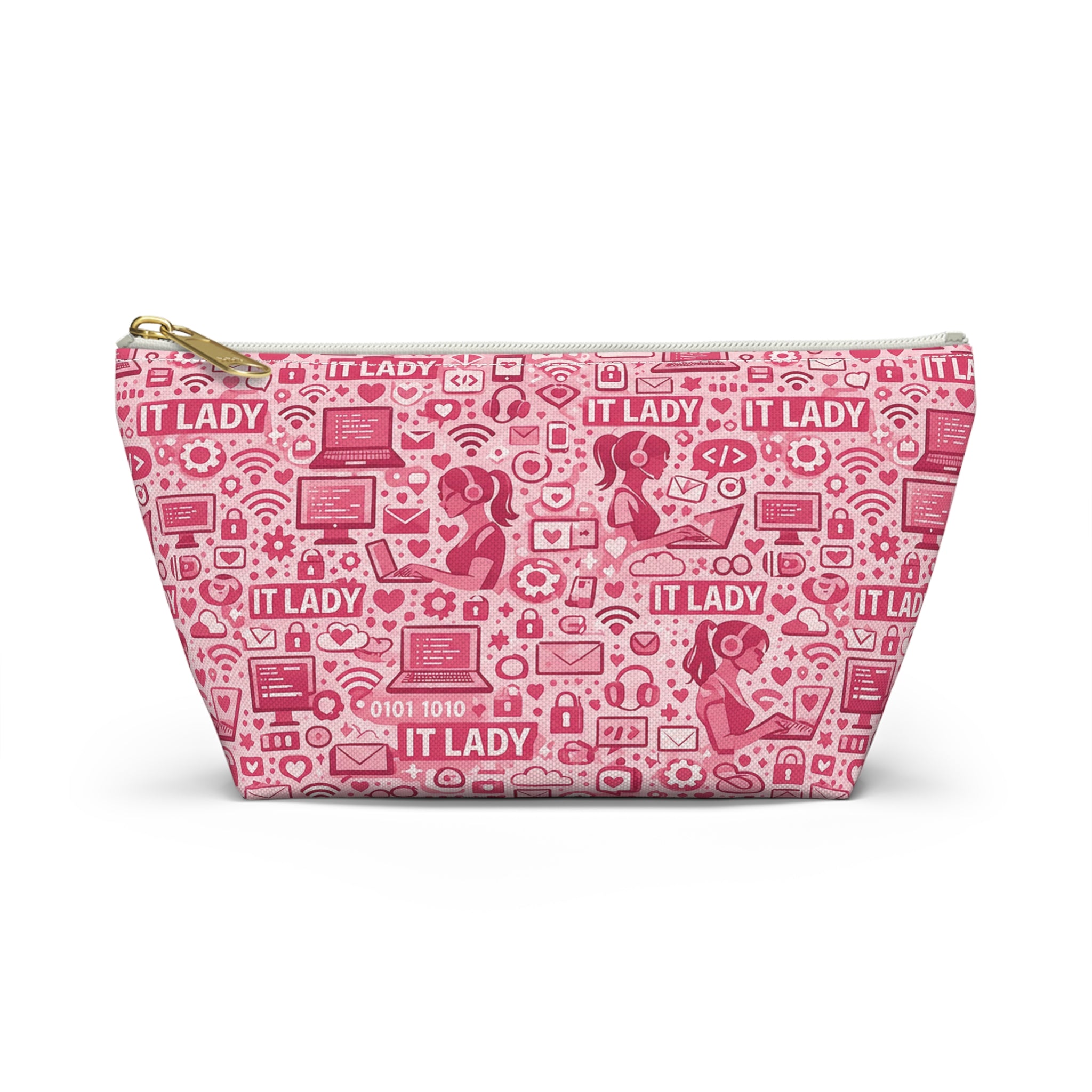 IT Lady Pink Tech Accessory Pouch - T‑Bottom Makeup & Gadget Organizer