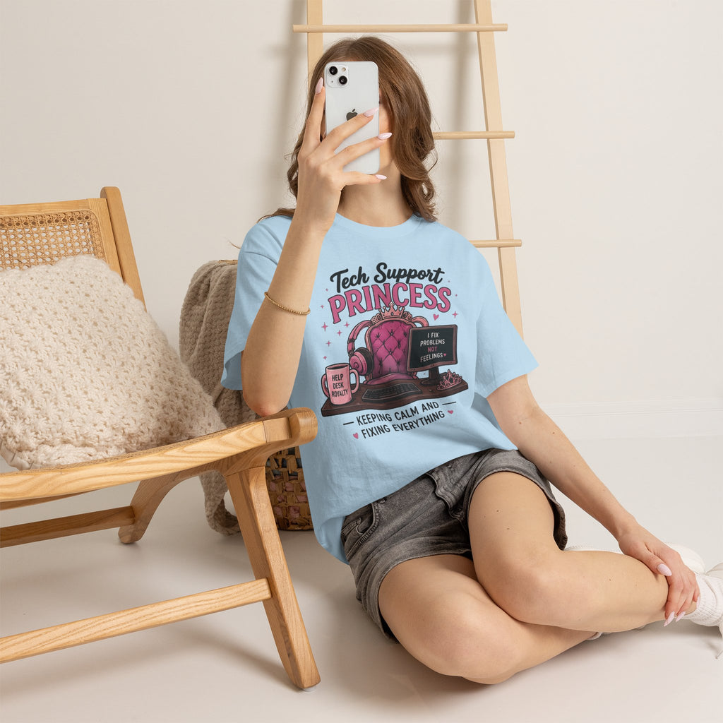 Tech Support Princess Keeping Calm and Fixing Everything Heavy Cotton T‑Shirt