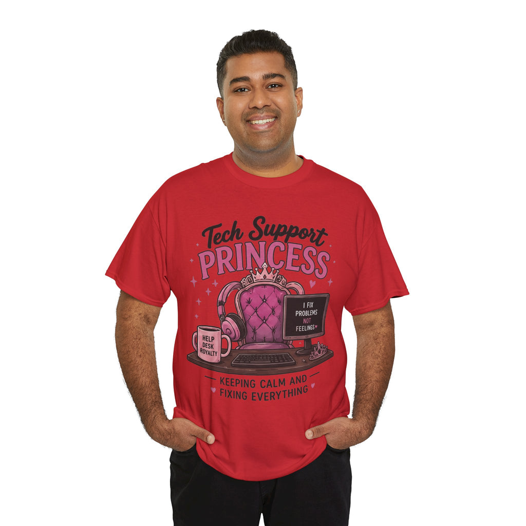 Tech Support Princess Keeping Calm and Fixing Everything Heavy Cotton T‑Shirt