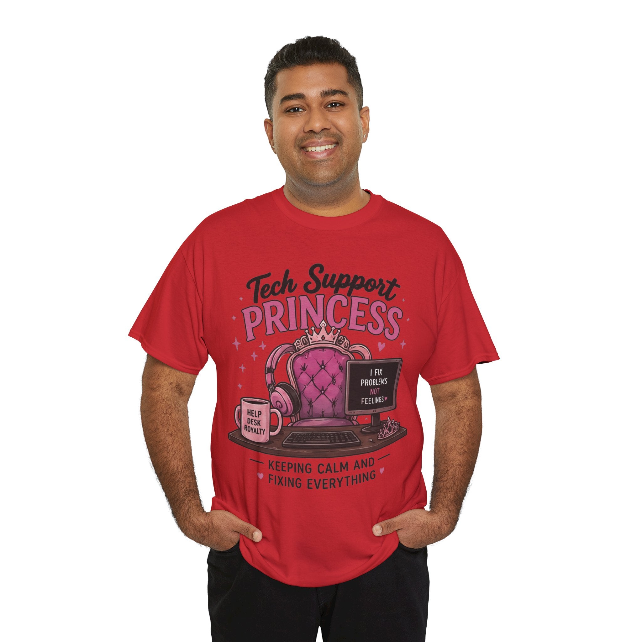 Tech Support Princess Keeping Calm and Fixing Everything Heavy Cotton T‑Shirt
