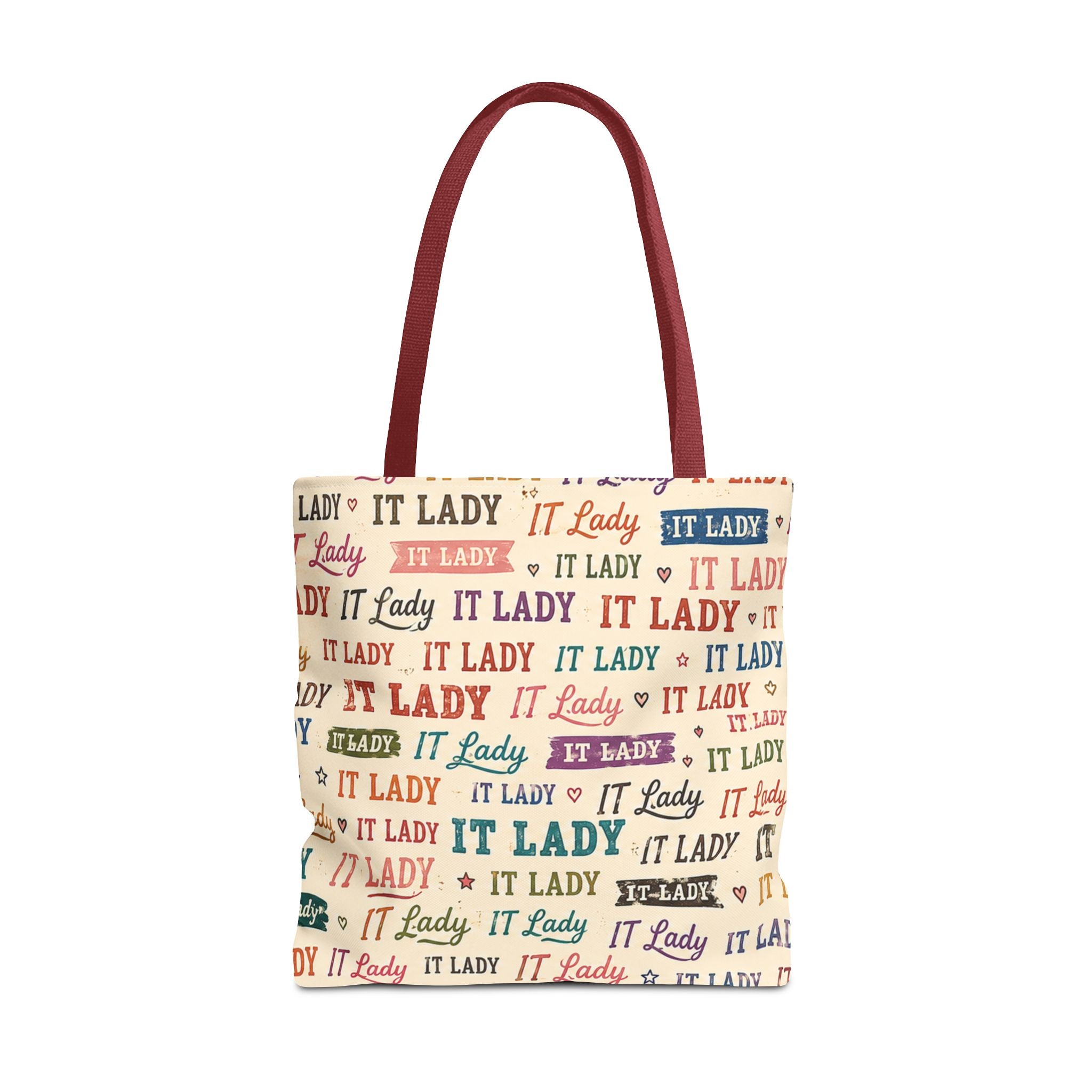 IT Lady Tote Bag - Retro Multicolor Typography All-Over Print