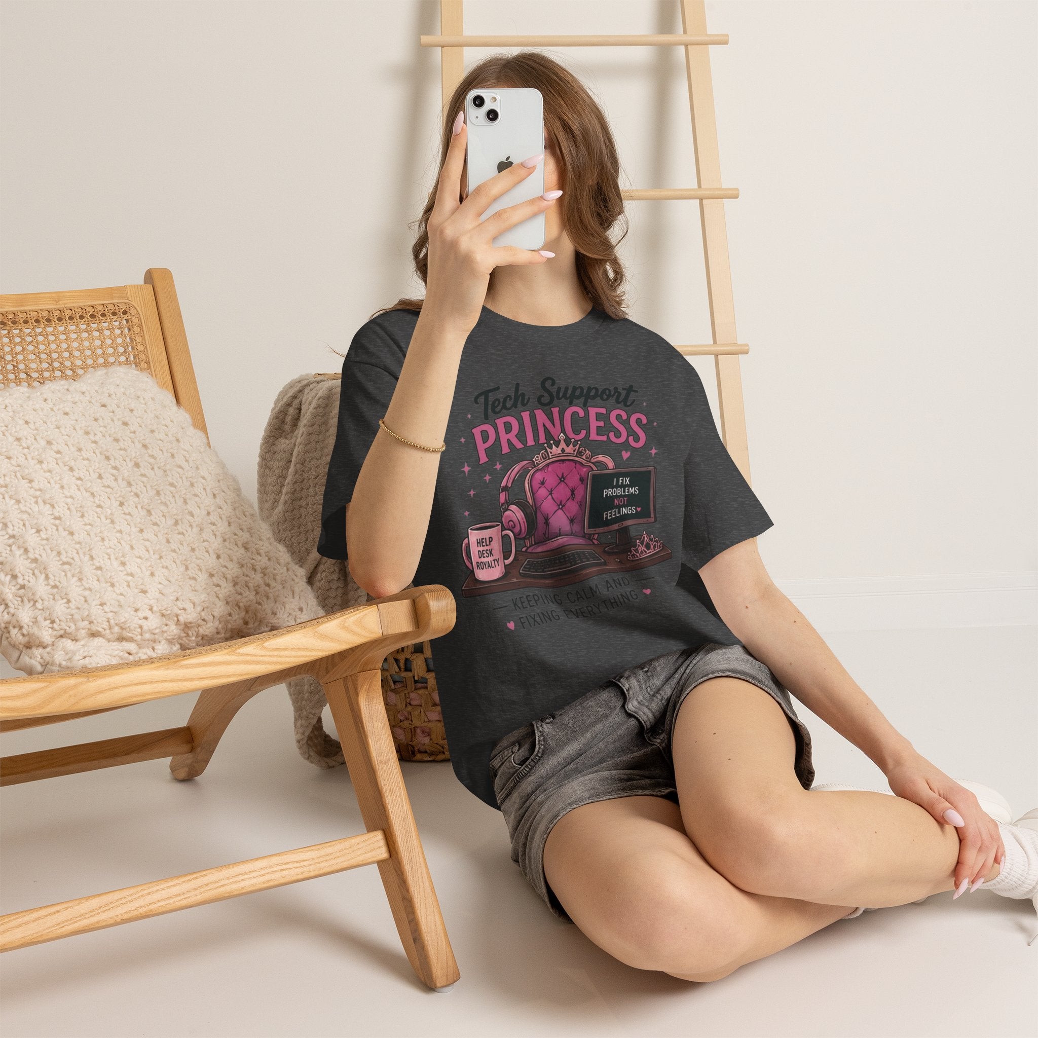 Tech Support Princess Keeping Calm and Fixing Everything Heavy Cotton T‑Shirt