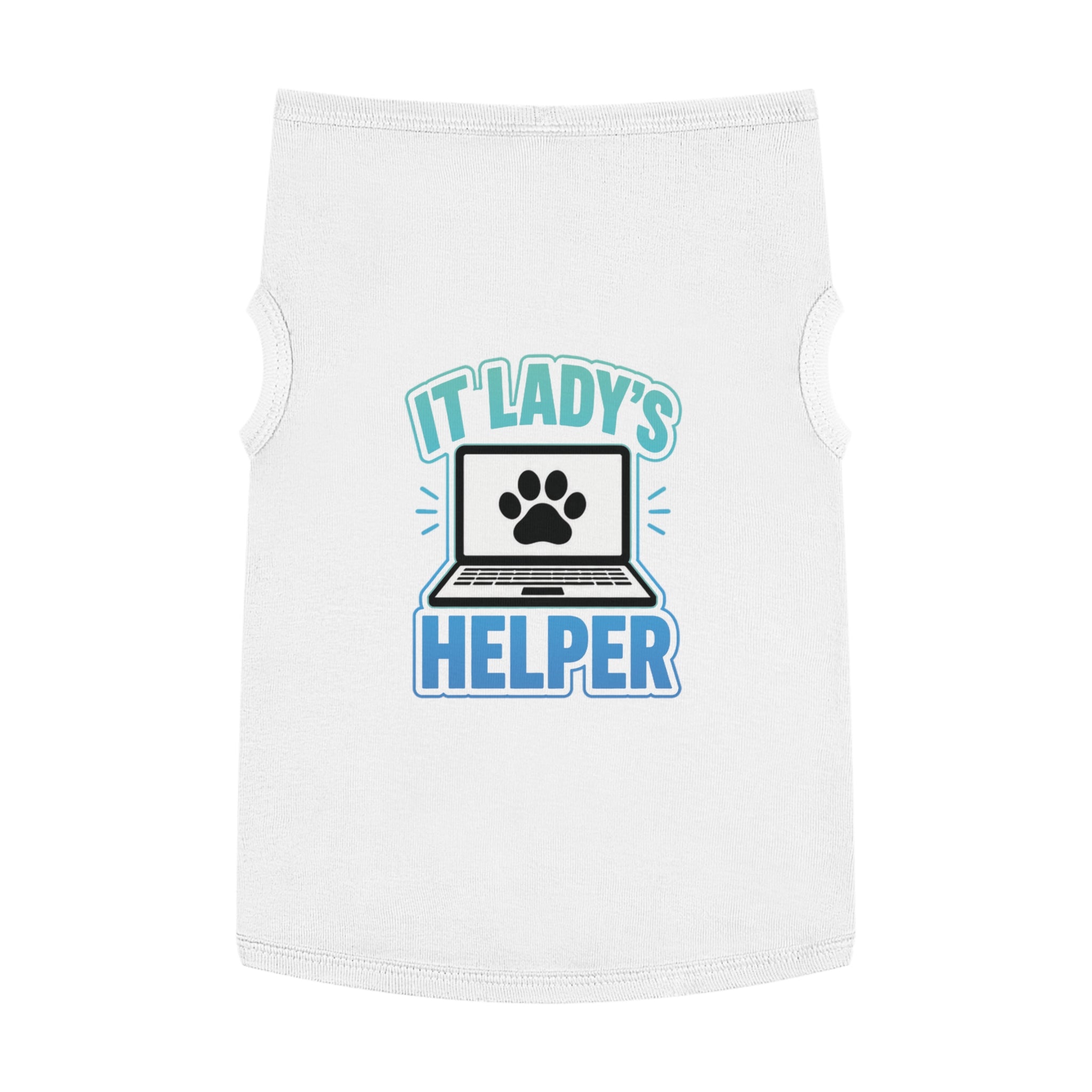 IT LADY'S HELPER Laptop Paw Graphic Dog & Cat Tee Pet Tank Top