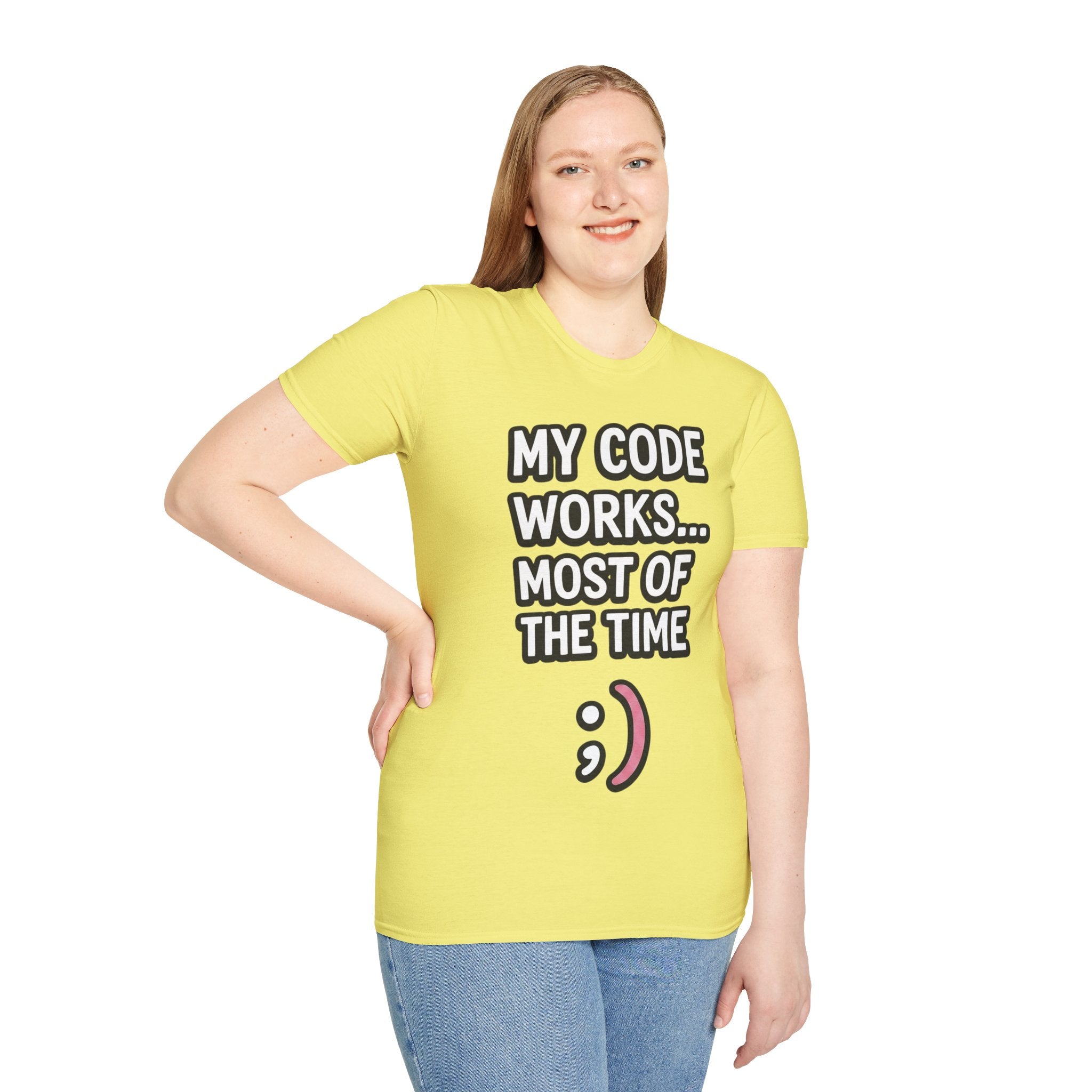 My Code Works... Most Of The Time Unisex Softstyle T-Shirt