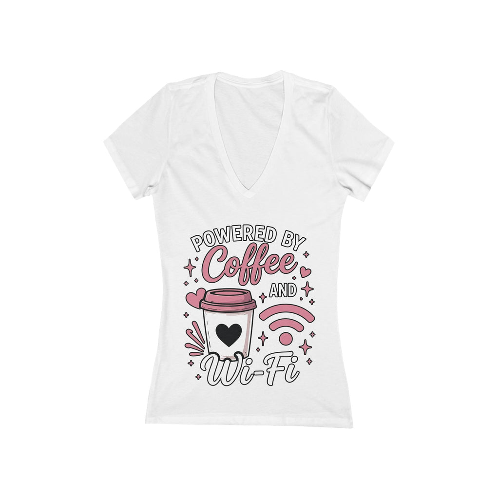 Powered by Coffee and Wi-fi V‑Neck Tee